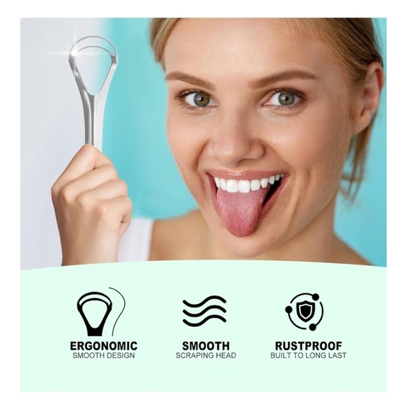 Metal tongue scraper for adults and children, stainless steel tongue cleaner - Picture 4 of 8